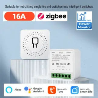 Tuya Zigbee Smart Switch 16A 2-way Control Switch Smart Life App Smart Home Automation Module with Power Monitor