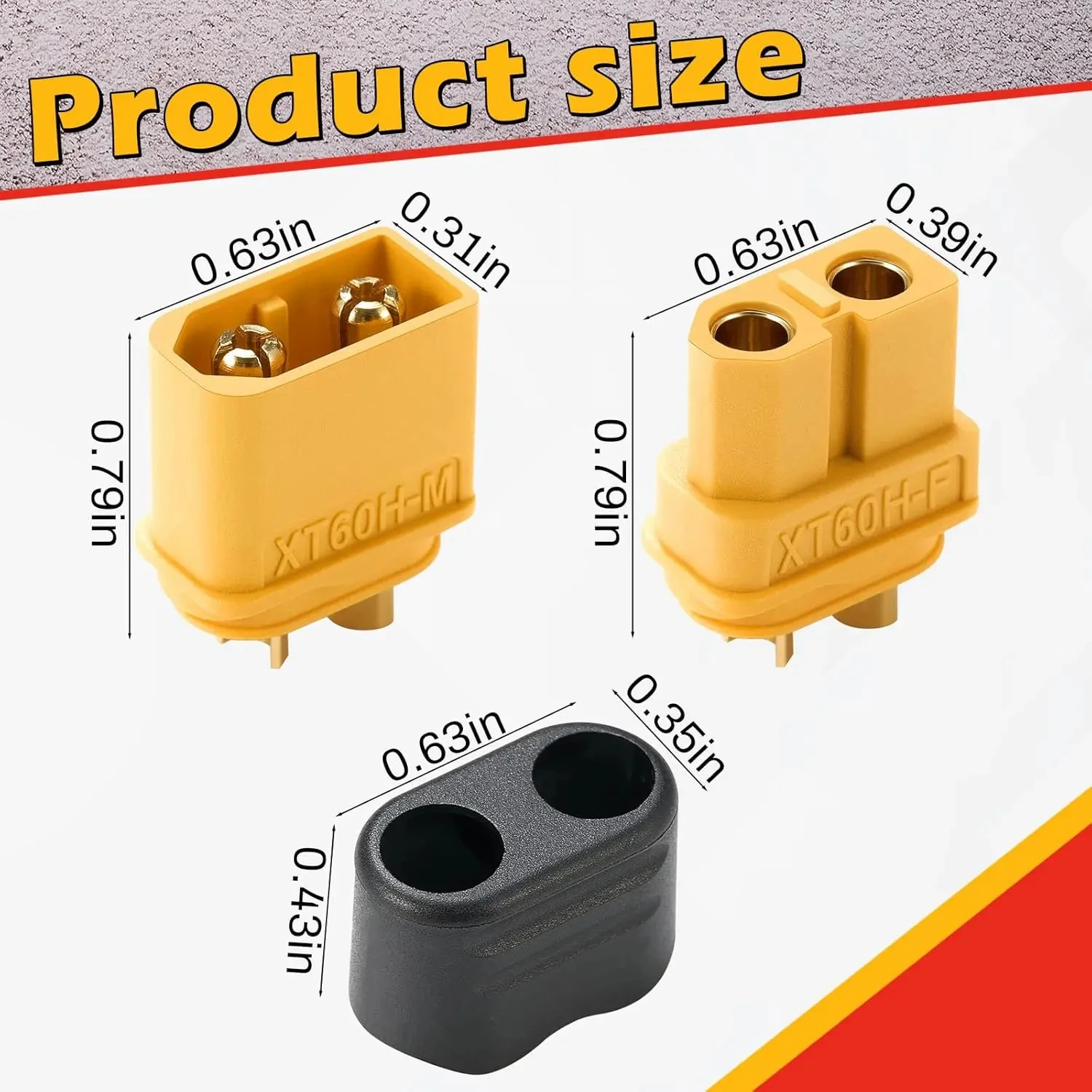 XT60H Male & Female Battery Connector Set with Protective Sheath – 60A High-Current Gold-Plated Plug for LiPo Batteries, RC Cars, Drones & RC Aircraft